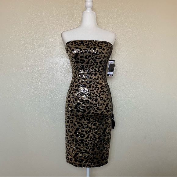 Guess by Marciano Gold/Black Leopard Lust Dress S - Picture 3 of 12